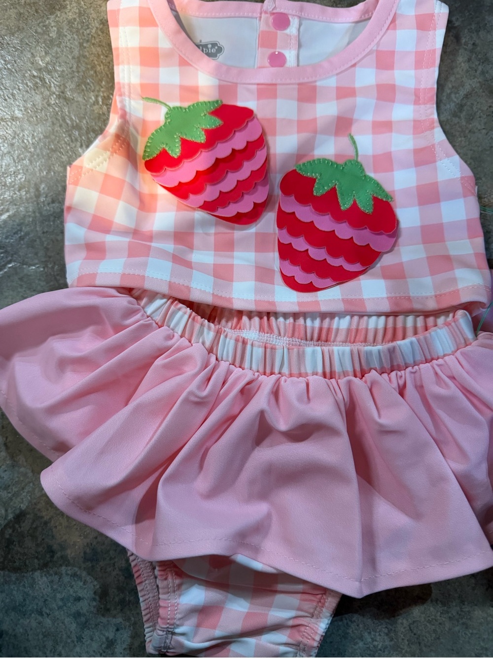 Kids 12-18m Pink Strawberry Gingham Costume Dress